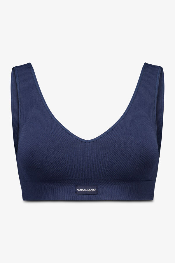 Women'secret PREDIVAN tamnoplavi rebrasti bez šavova top Plava