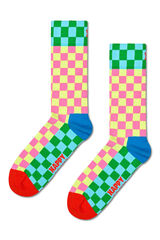 Happy Socks Meias aos quadrados rosa