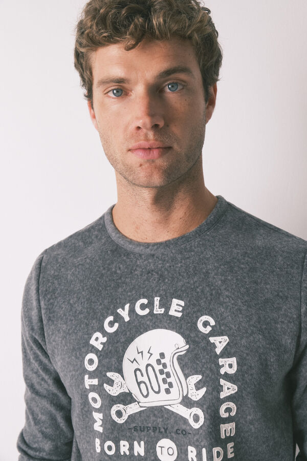 Women'secret Férfi hosszú polár hosszú pizsama "Motorcycle" szürke