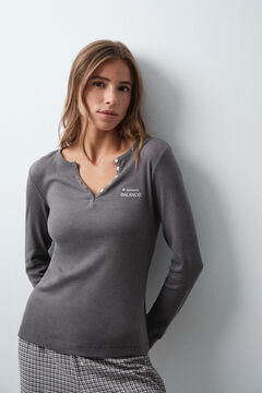 Women'secret T-shirt manga comprida em algod&atilde;o cinza