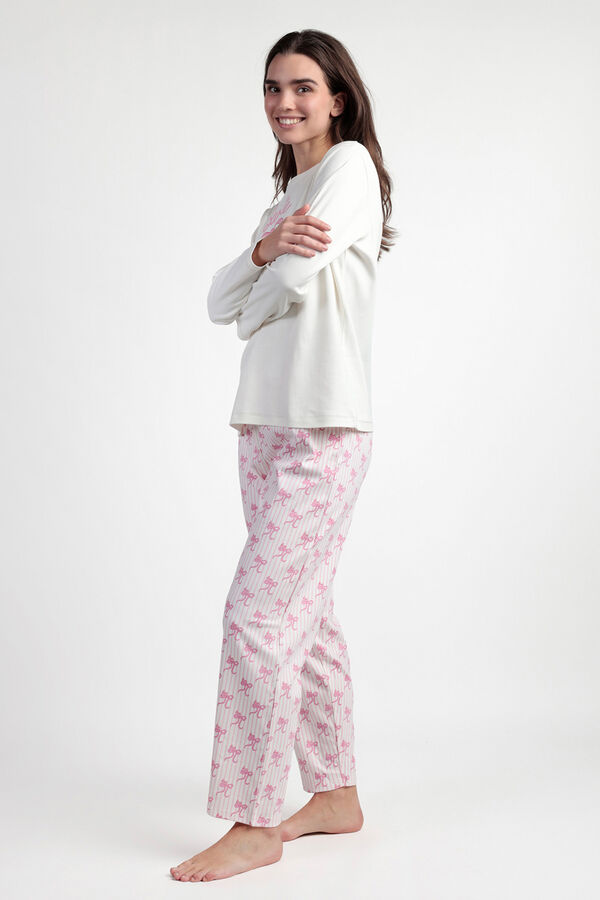 Admas Barbie long pyjamas, striped with bows, 100% cotton Bež