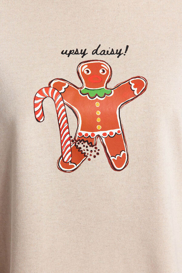 Trendyol Conjunto pijama Galleta jengibre Navidad beige amarillo