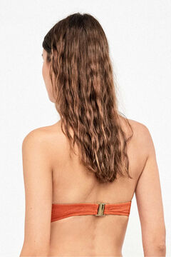 Gisela Top bikini bandeau desmontable piqu&eacute; lurex dorado