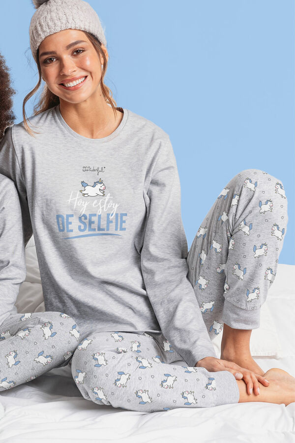 Mr. Wonderful Pijama mujer Mr. Wonderful Hoy estoy de Selfie gris