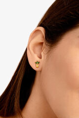 Singularu Pendiente Suelto Tropical Pineapple Plata Ba&ntilde;o Oro amarillo