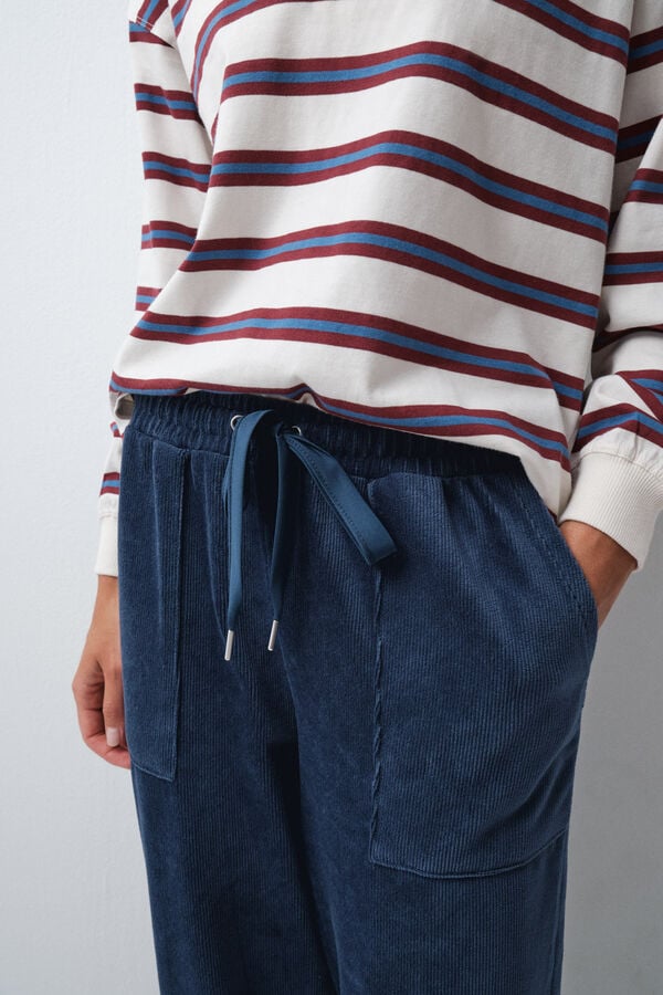 Women'secret Plave duge pantalone od somota Plava