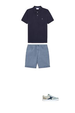 Basic-Poloshirt, bermudas und sneaker im Set