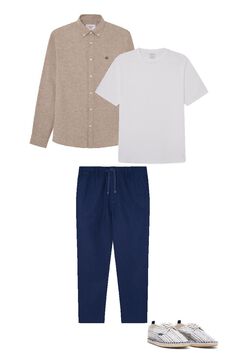 Conjunto de camisa, pantalón, camiseta y alpargata
