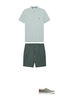 Basic-Poloshirt, bermudas und casual-sneaker im Set