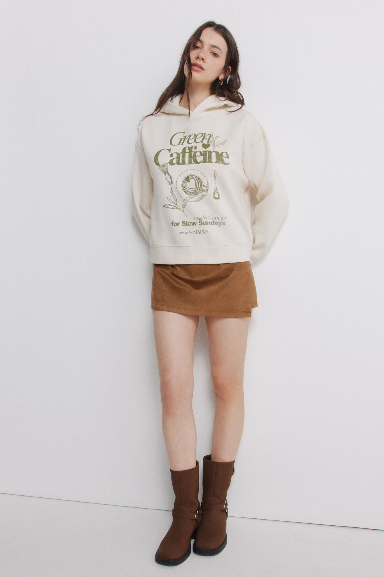 Boot, skirt and sweatshirt set