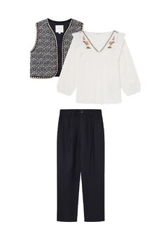 Gilet, chinos and blouse set
