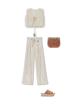 Bag, sandal, trousers and top set
