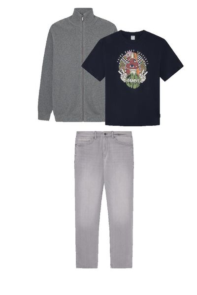 Jeans, t-shirt and cardigan set