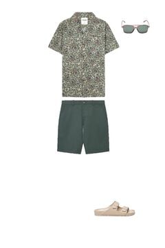 Shorts, print, sandal and sunglasses set