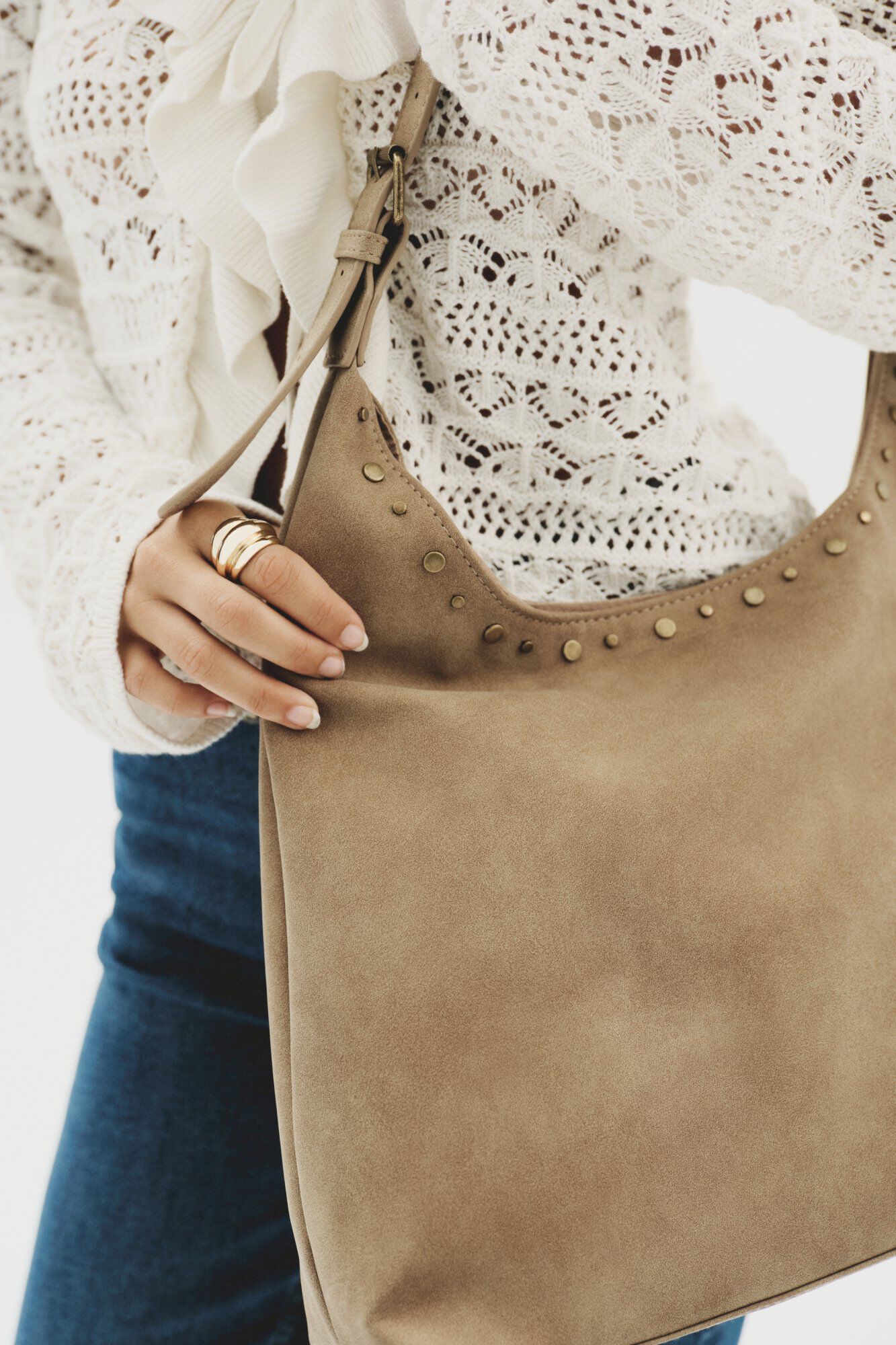 Conjunto de bolsa, jeans e camisola