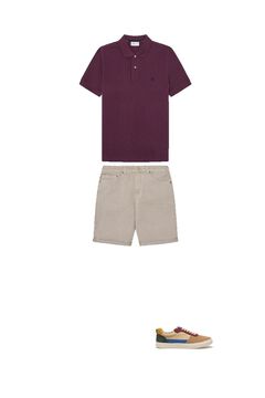 Basic-Poloshirt, casual-sneaker und bermudas im Set