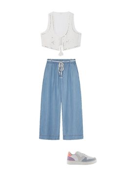 Culottes, trainers and waistcoat set