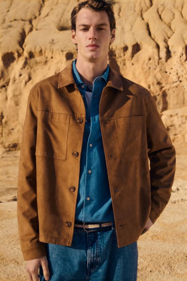 Jeans, overshirt and cardigan set