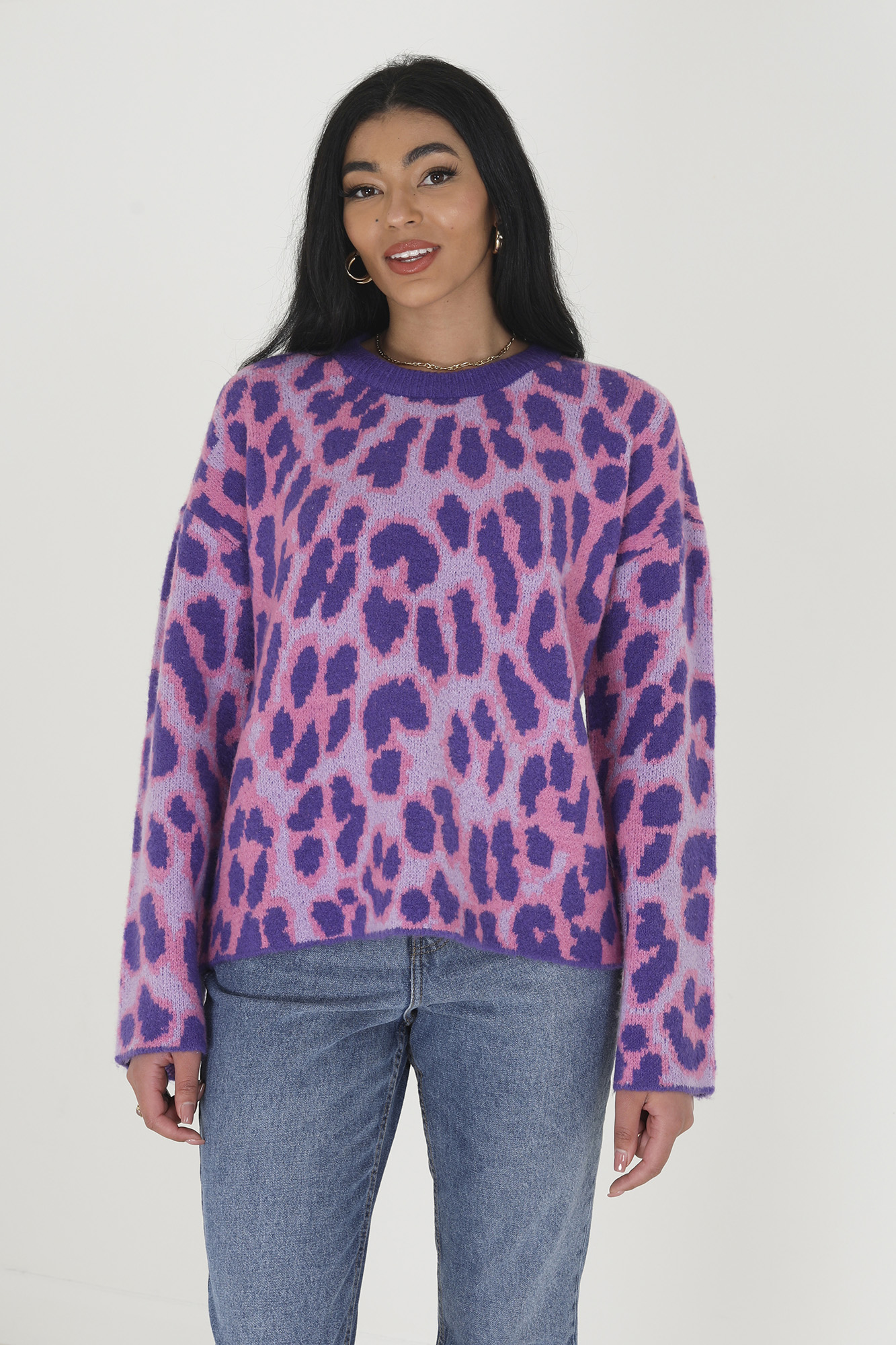 Purple leopard hot sale print jumper