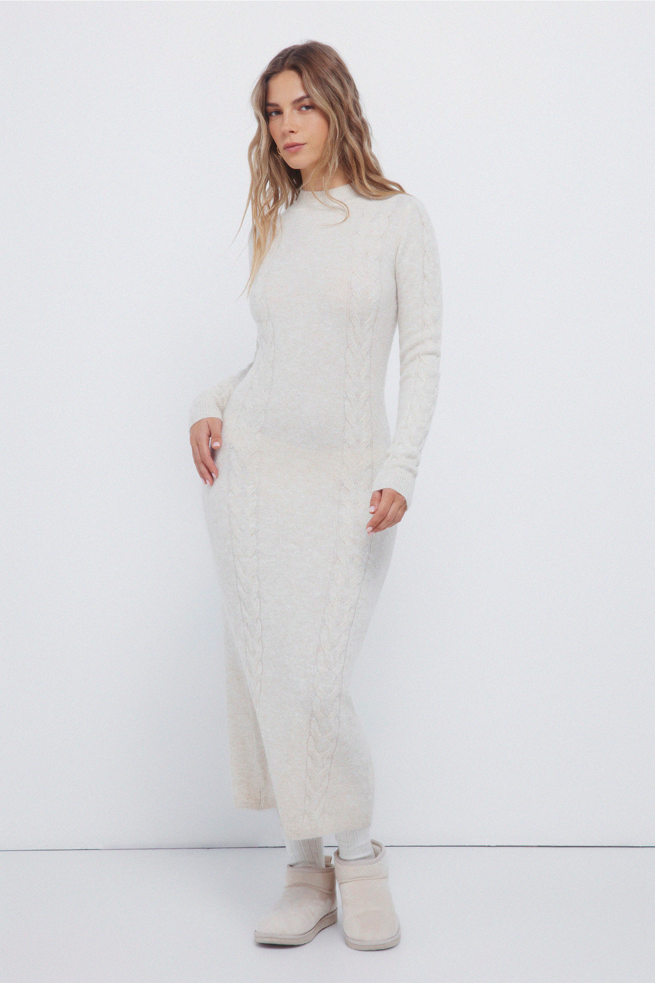 slim fit dress slacks Navy Embellished Long Sleeve Fitted Jersey Gown main image 0