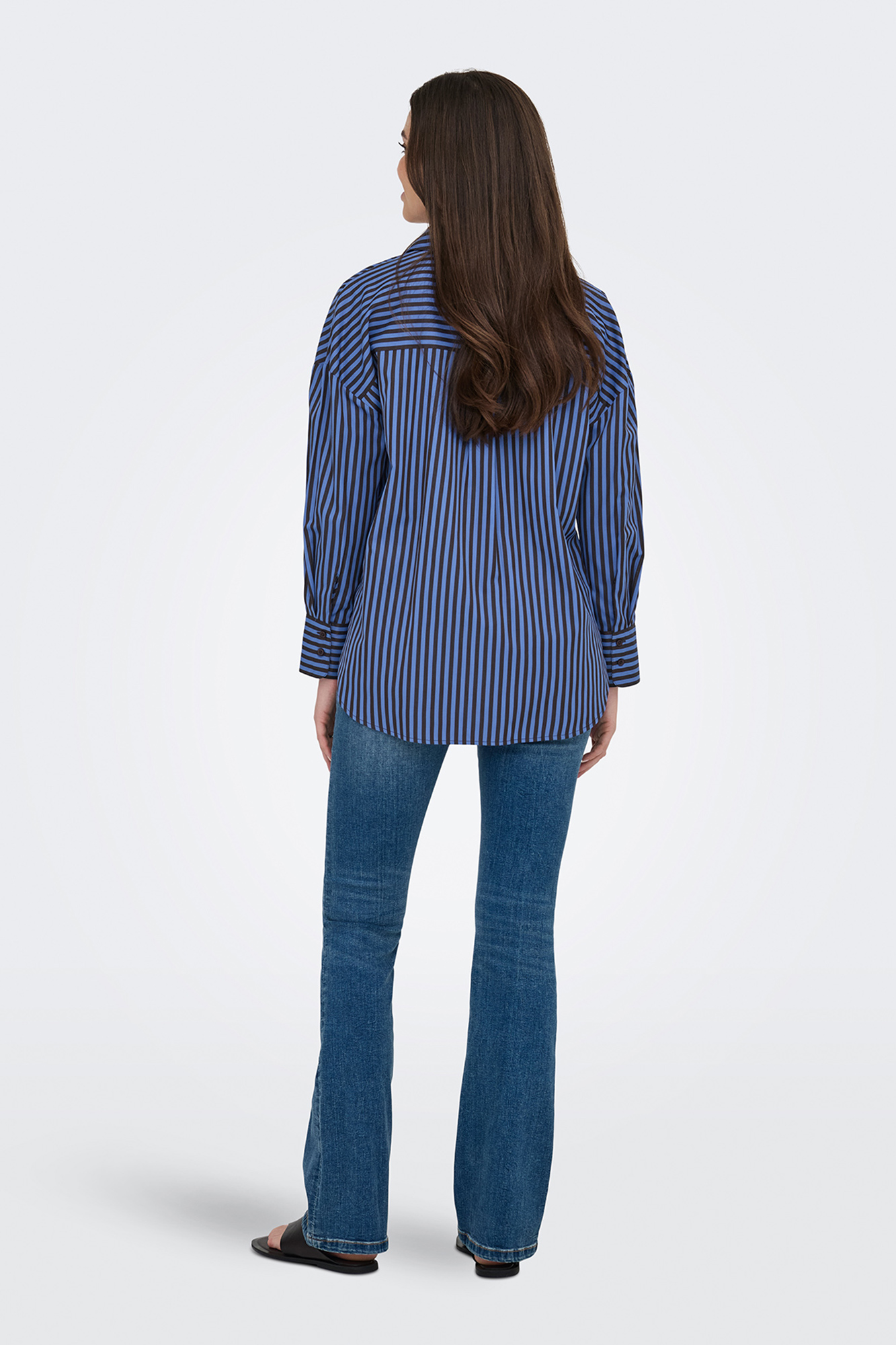 Camicia oversize in popeline - Celeste/righe - DONNA | H&M CH