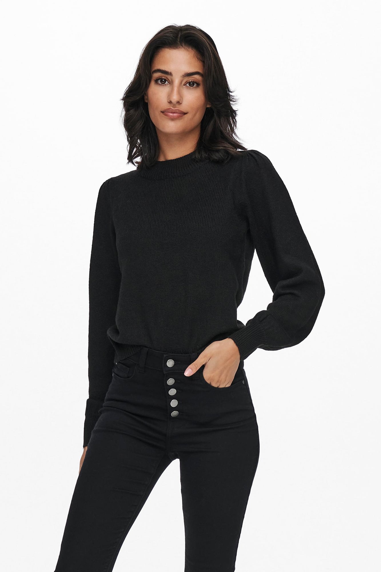 Damen Bluse mit Puffärmeln - Rundhals & lockere Passform