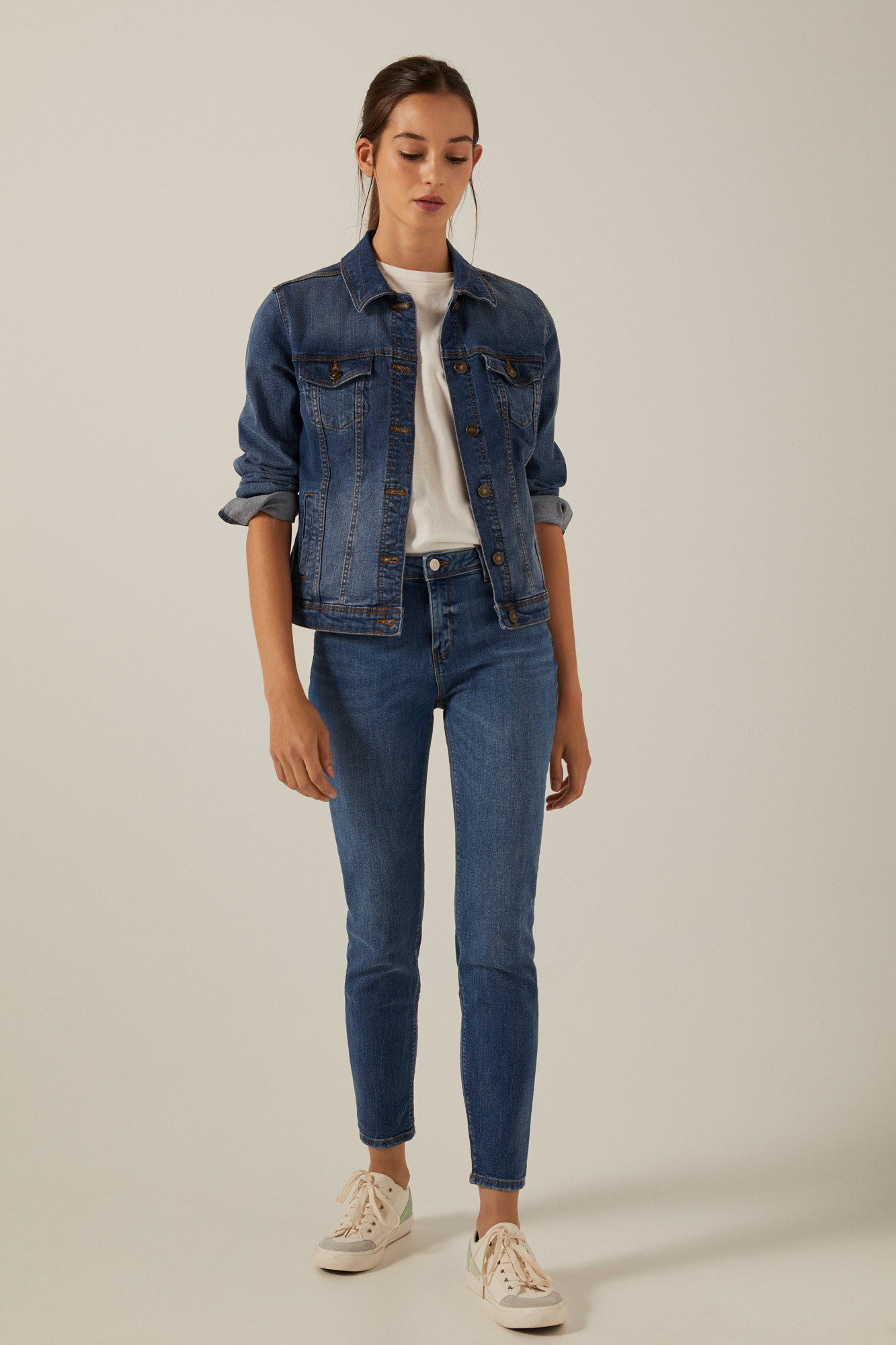 Springfield Jeans Slim Algod/ón Reciclado Lavado Sostenible Pantalones para Mujer