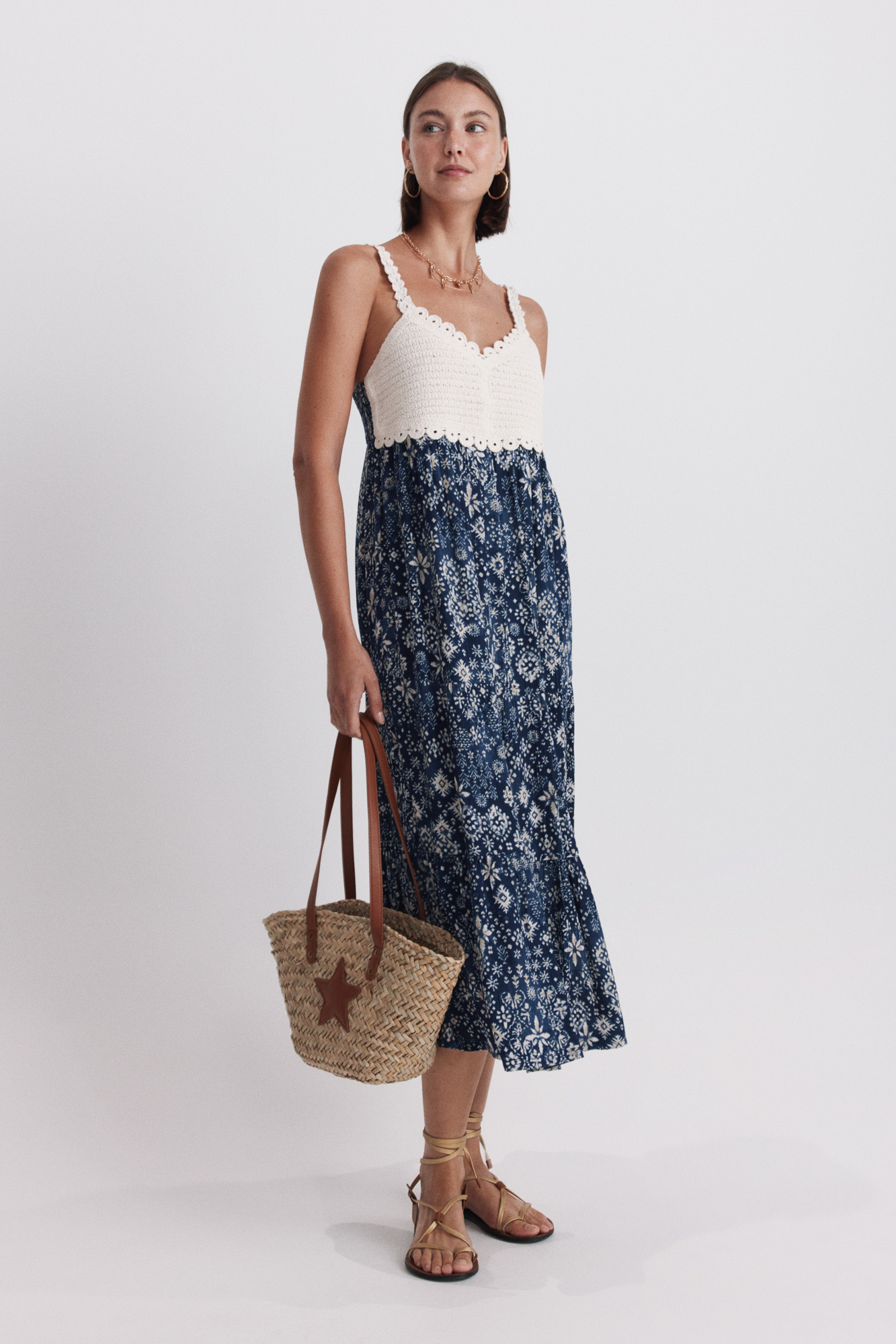 Printed crochet midi dress | Dresses | SPF
