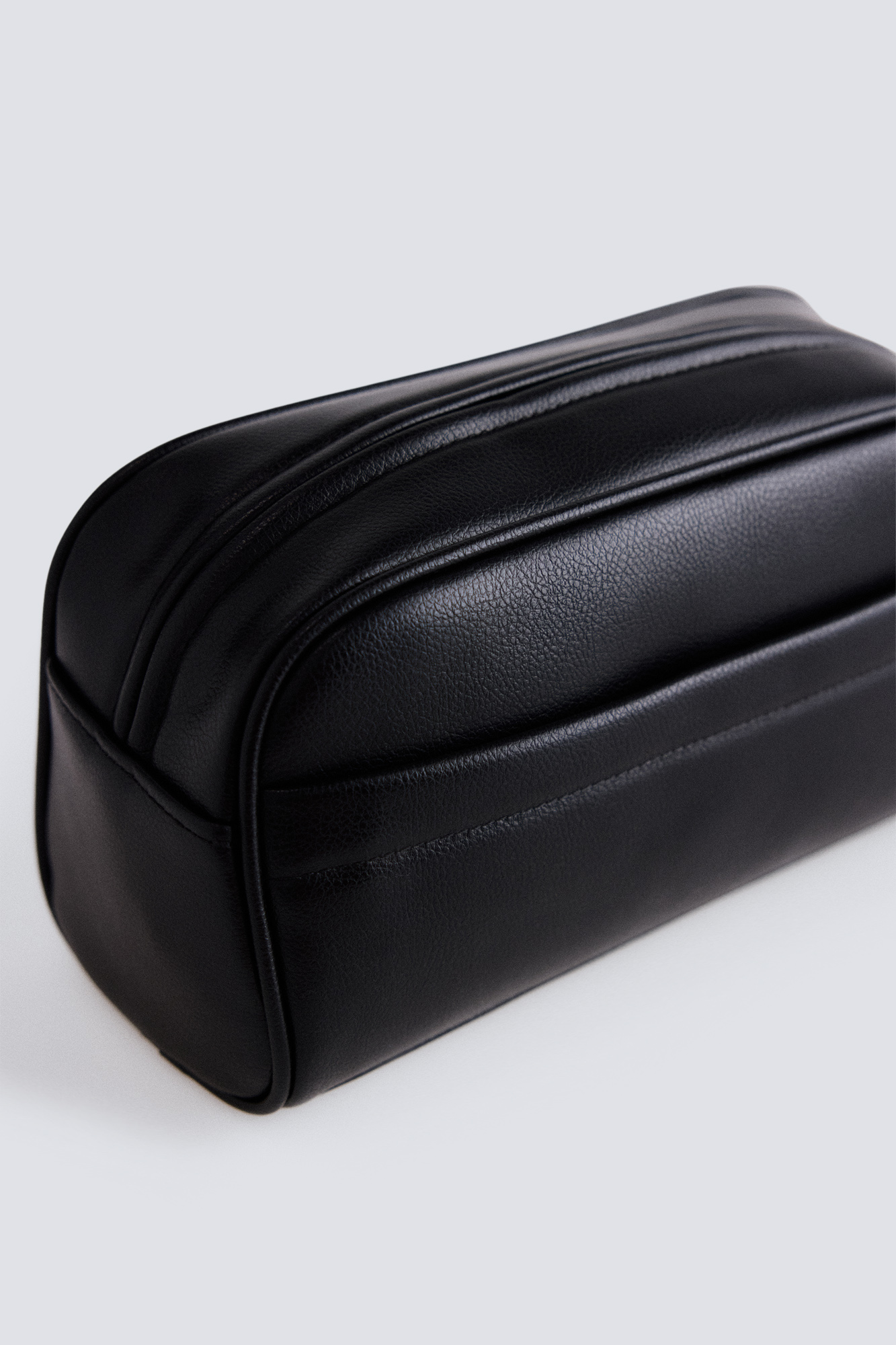 Black faux leather casual vanity case