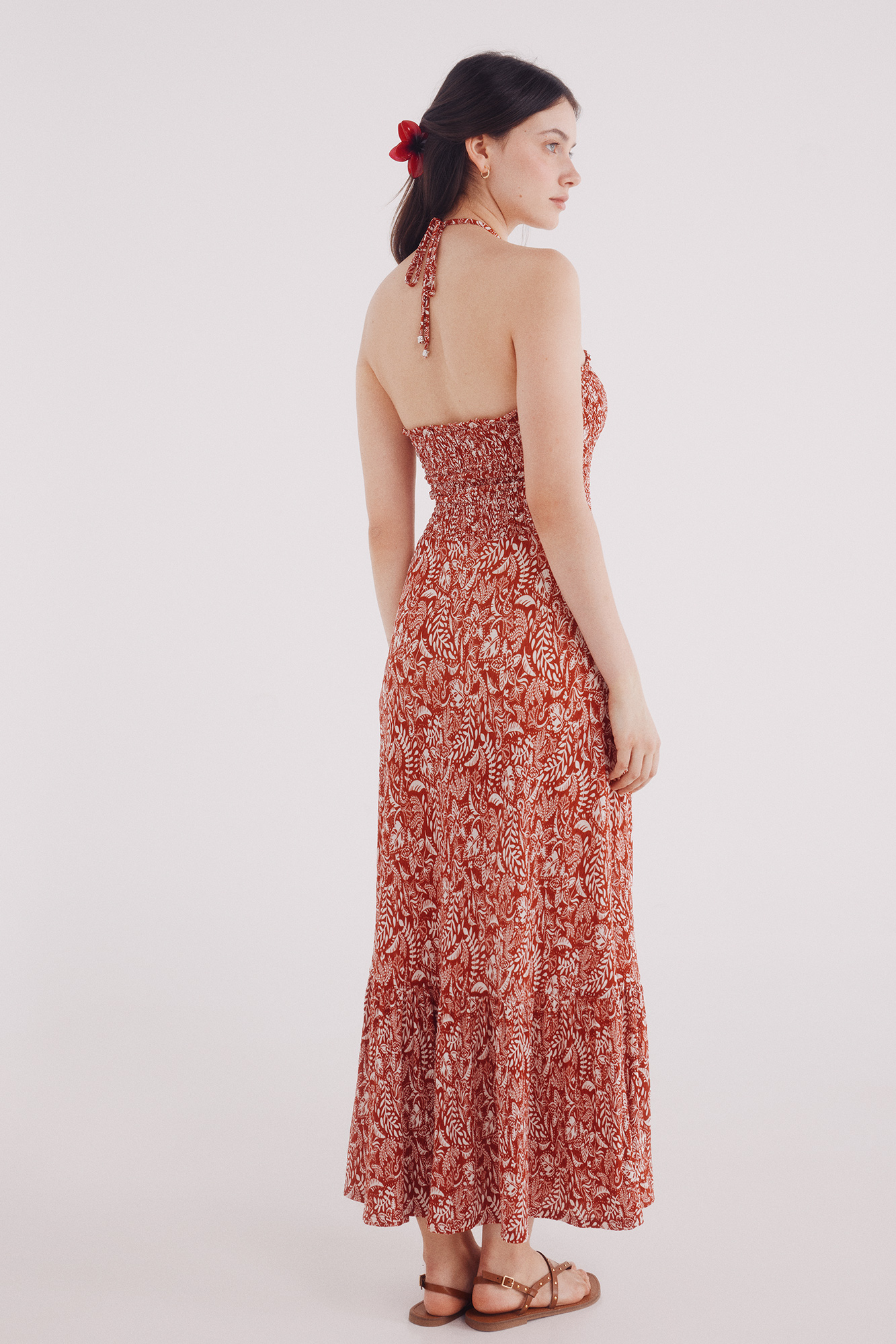 Vestido Escotado Vestido Nido Abeja Mujer Vestido Midi Cuerpo Nido