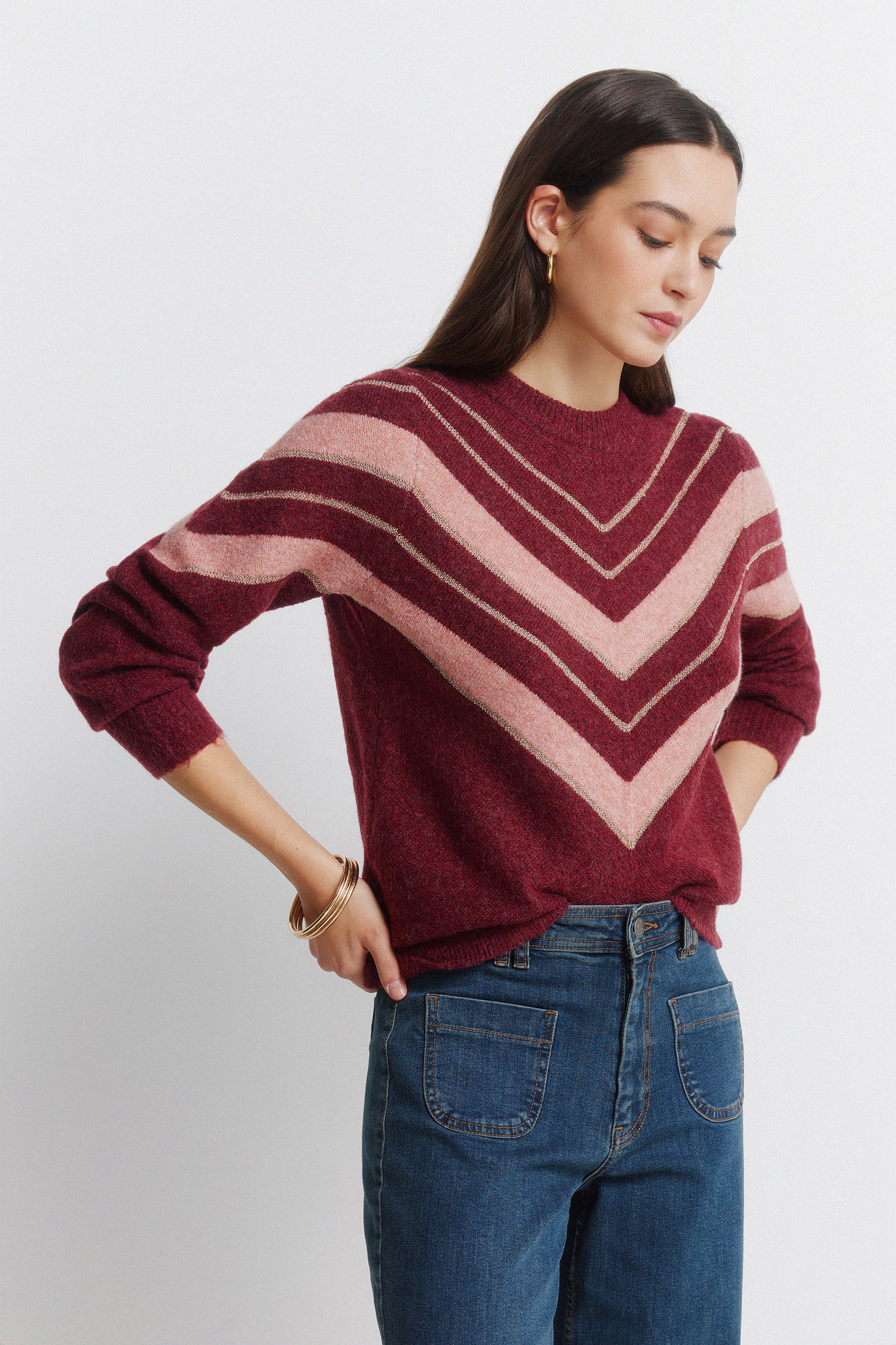 Springfield Maglione Donna Con Lurex E Lana - Maglia Strutturata, Morbida E Combinabile, Urban Style, Vestibilità Comoda