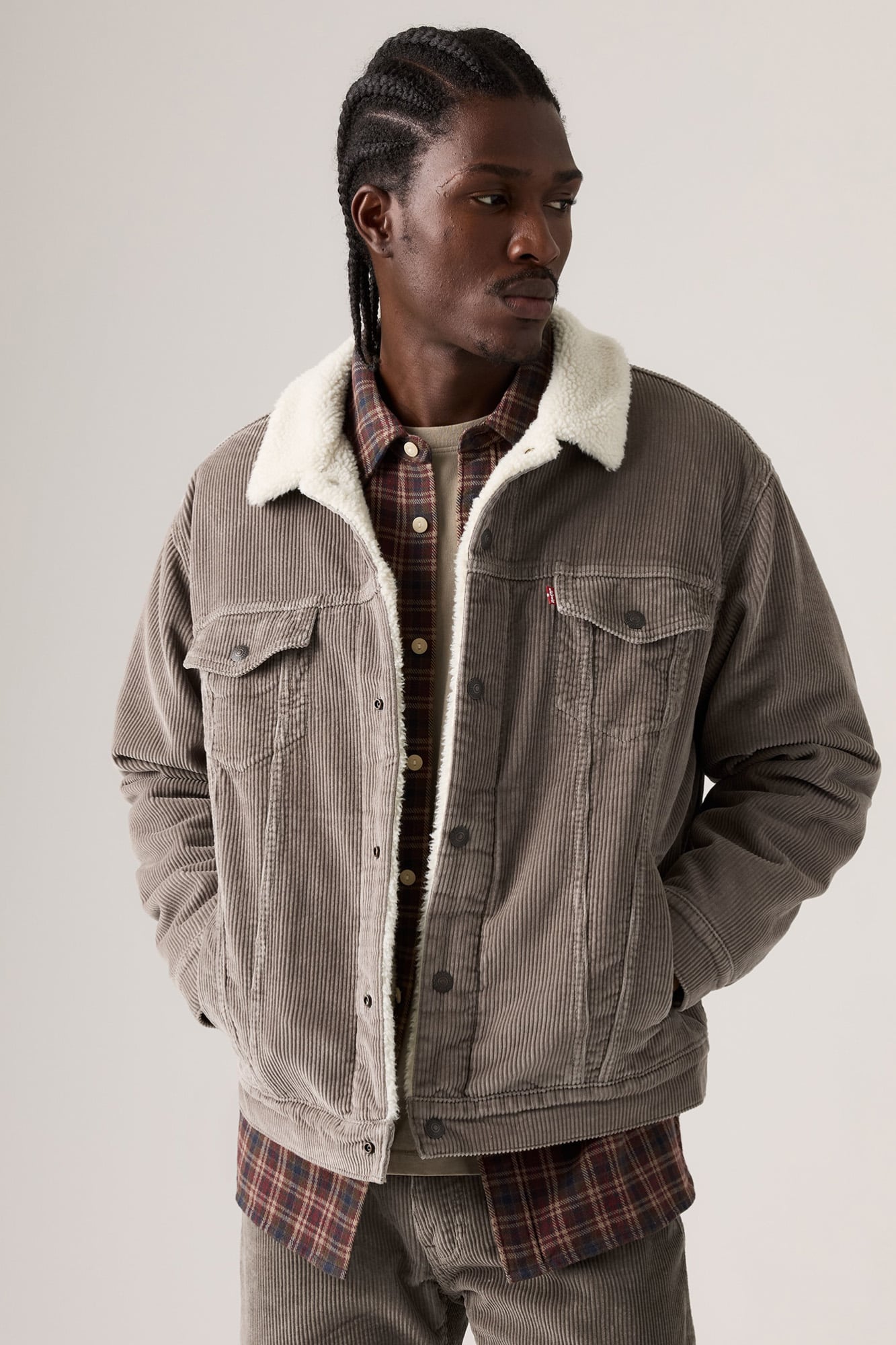 Denim jacket with faux shearling