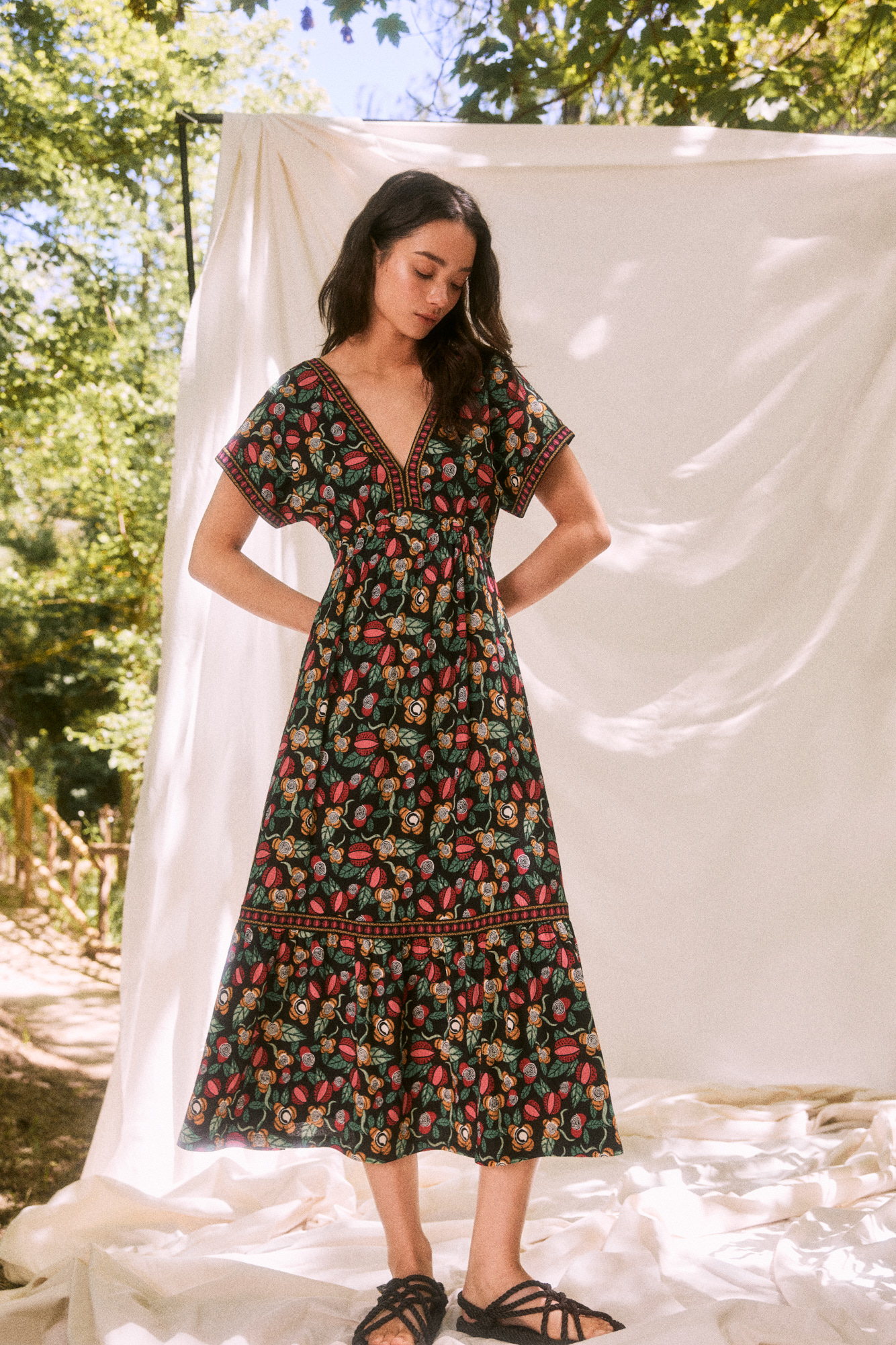 Robe Mi-longue Manches Kimono Imprimé « Roots Studio » ROBES ET