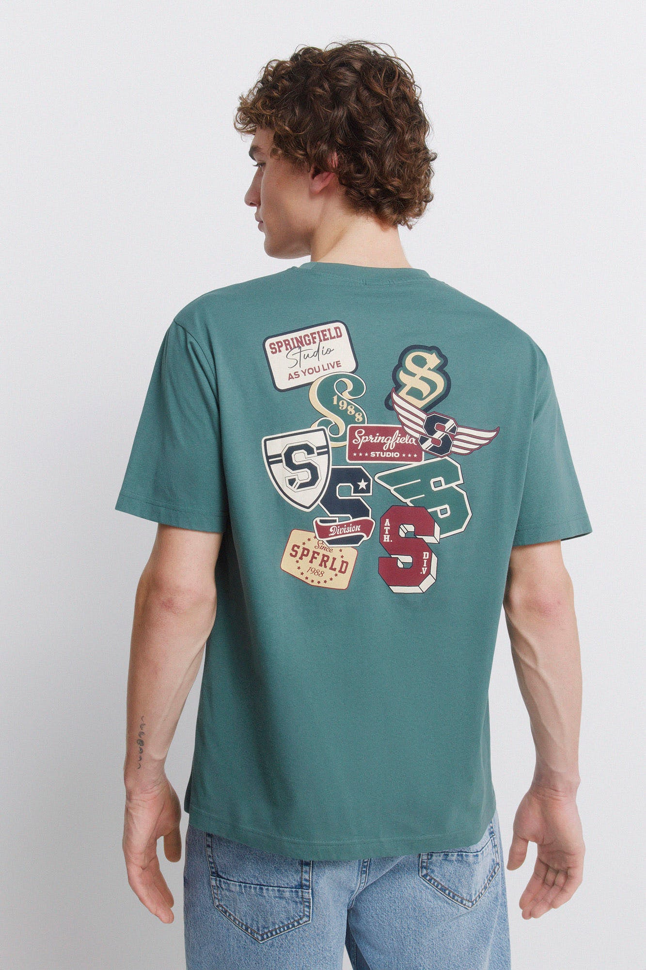 T-shirt Uomo Springfield Lavata Con Logo – Cotone Morbido, Vestibilità Regolare, Uso Quotidiano