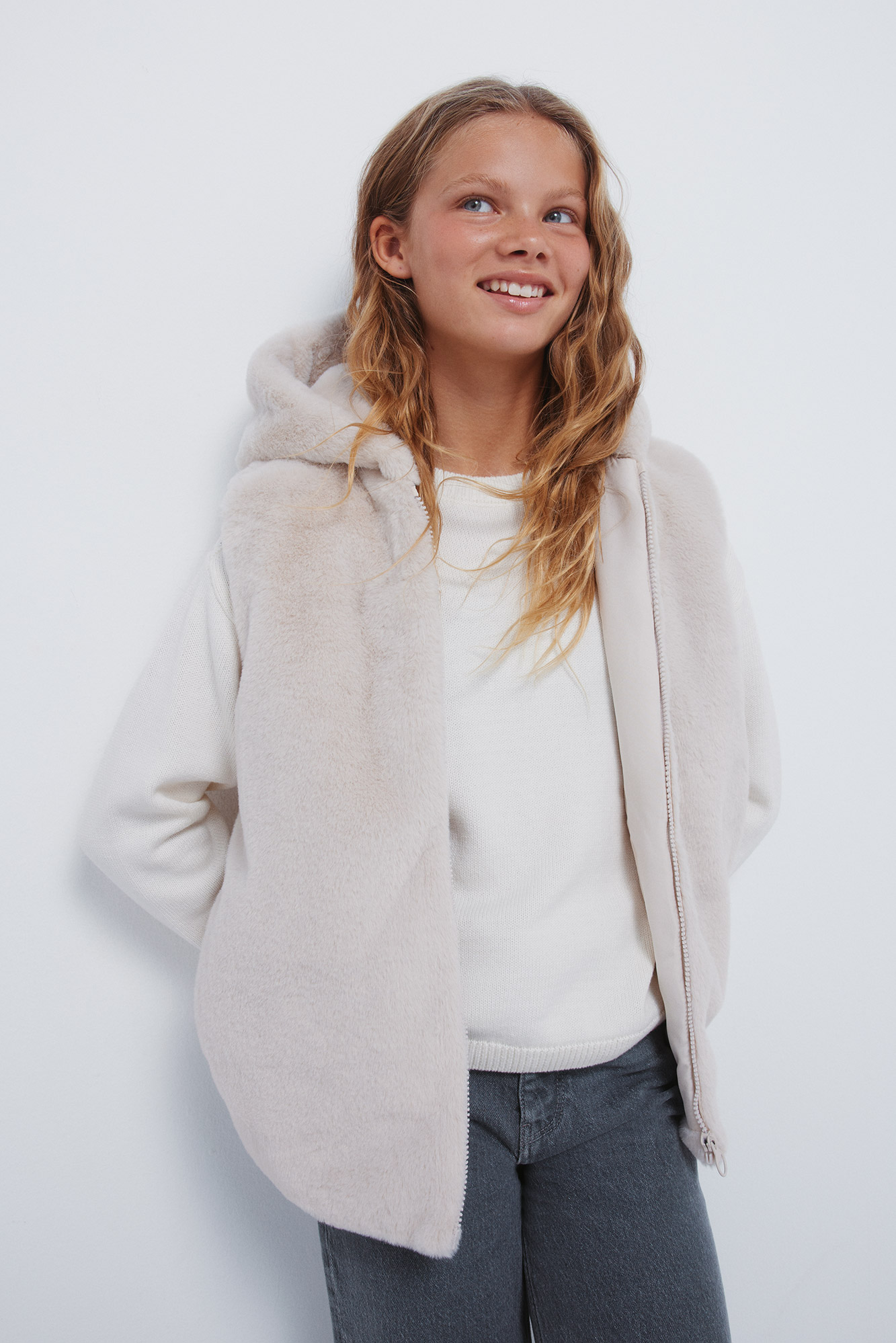 Manteau Long En Fausse Fourrure Crème À Taille Nouée | Manteaux Et