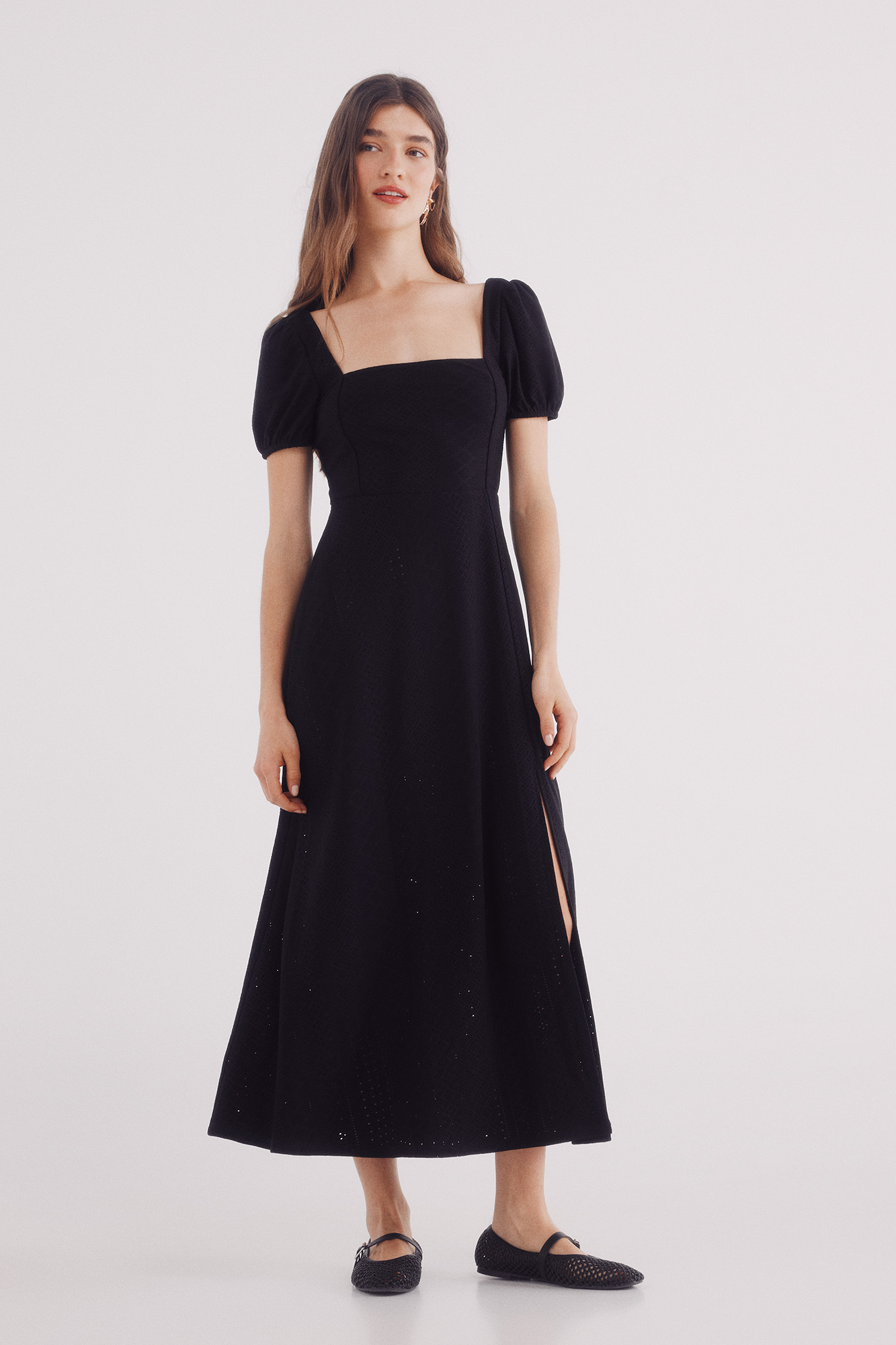 plain black midi dress