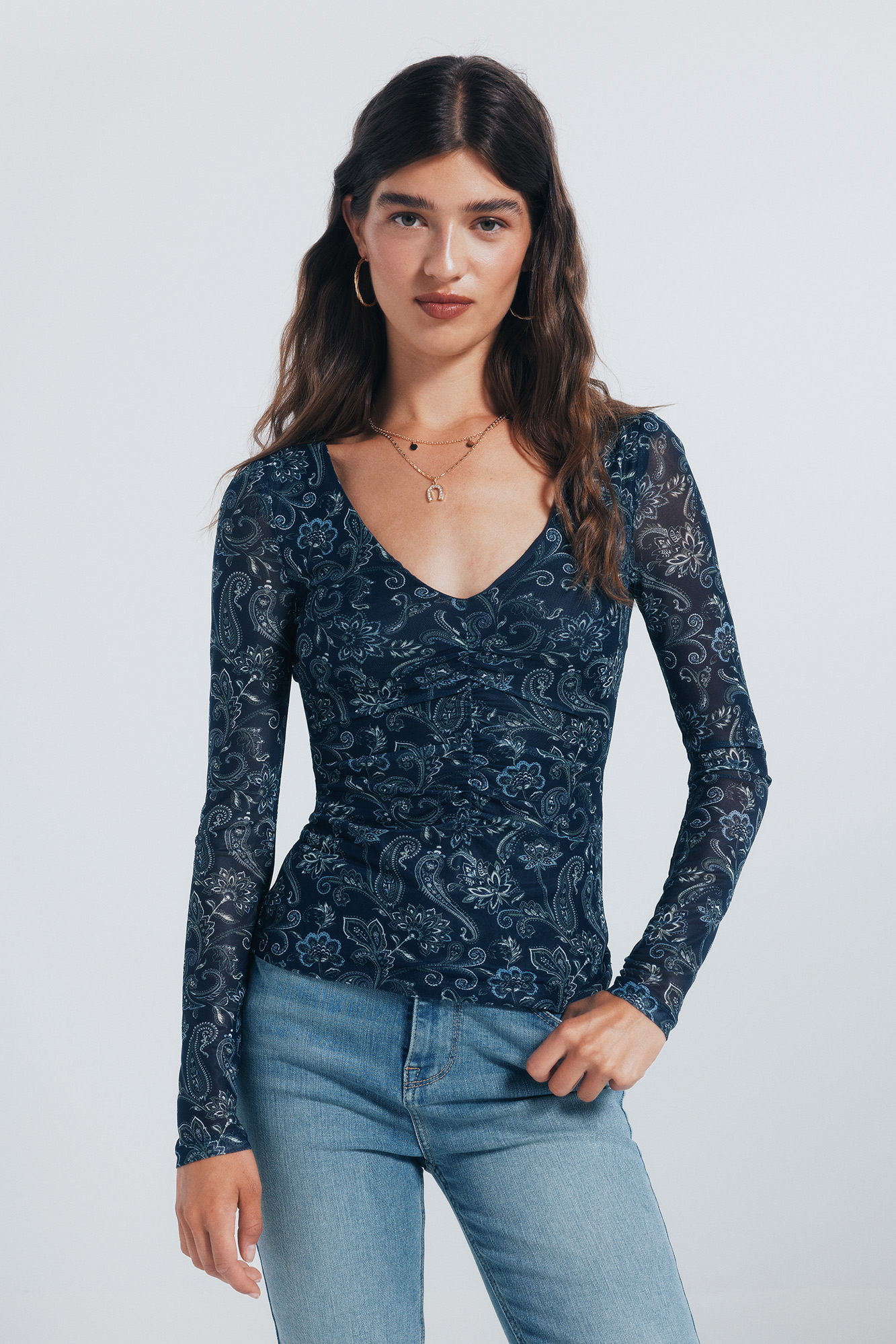 Springfield Short Shirt With Ruffle On Sleeve Manches Courtes Femme