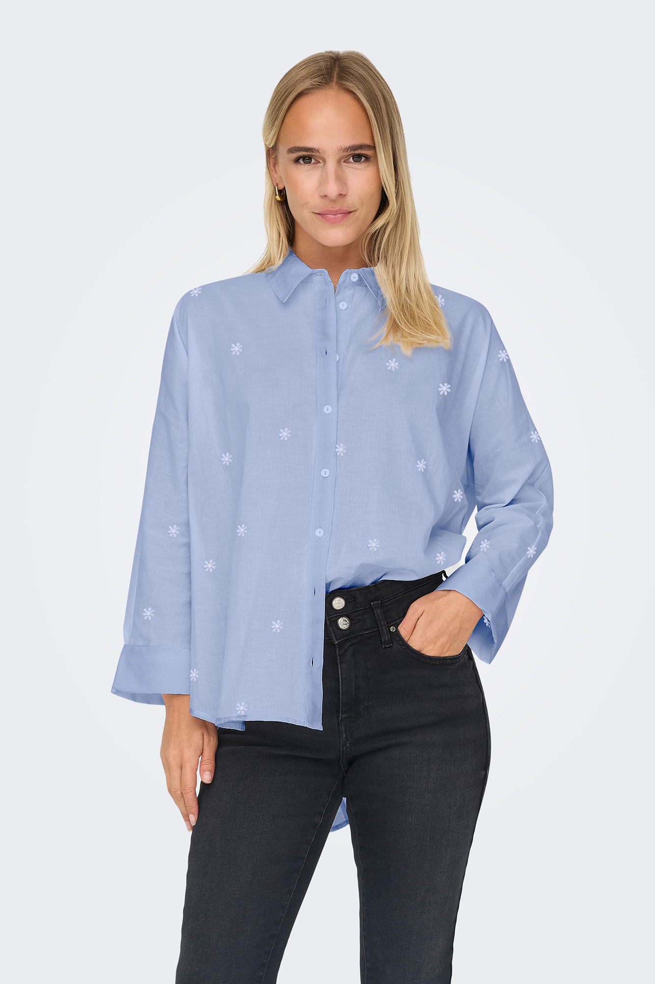 Camisa bajo asimétrico manga larga Camisas y blusas de mujer SPF