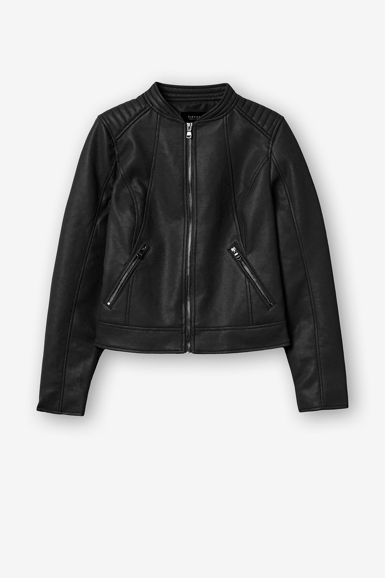 Fabletics Bray Black Moto Full Zip Jacket Lined Vegan Leather Women's Small