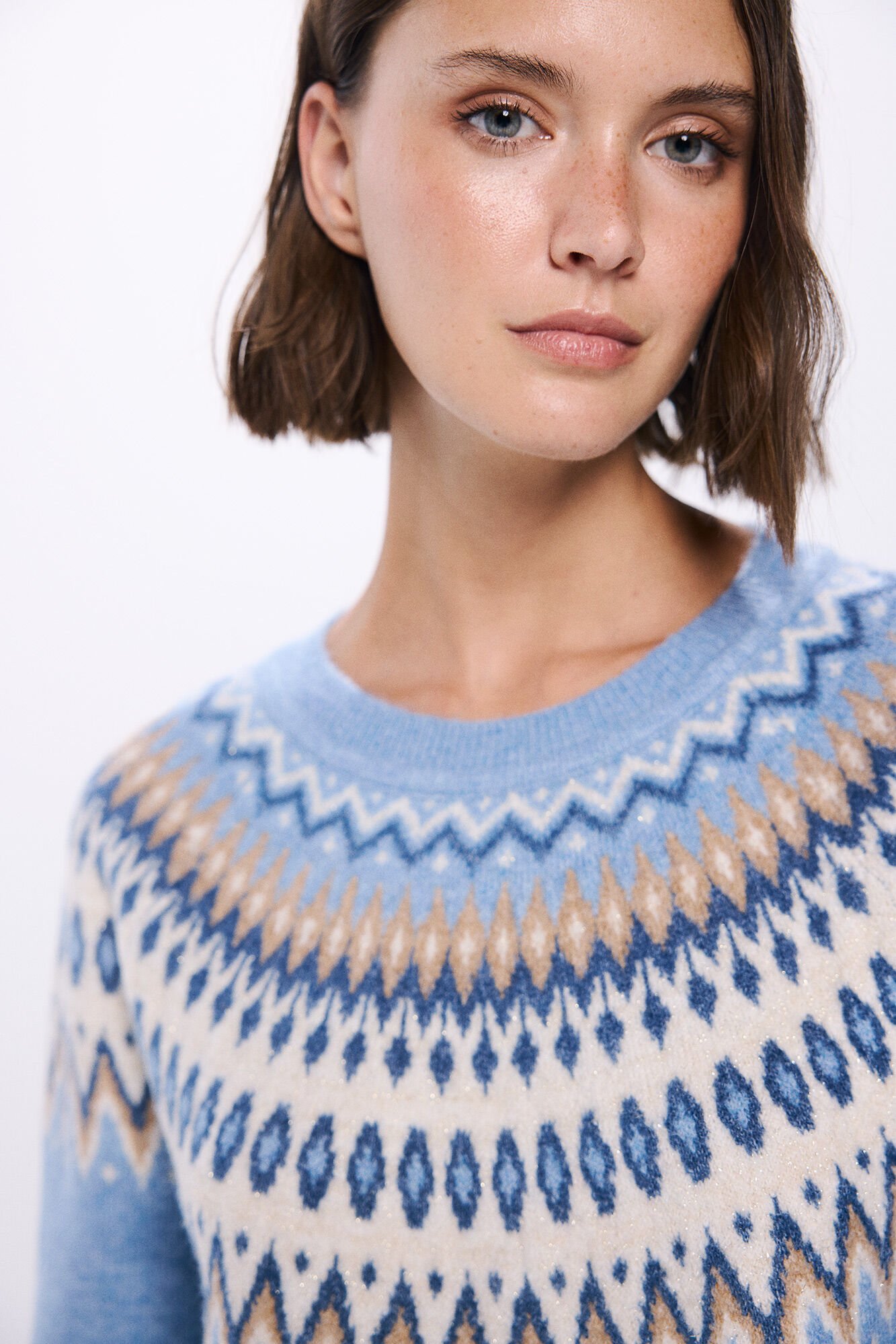 multicoloured jacquard sweater