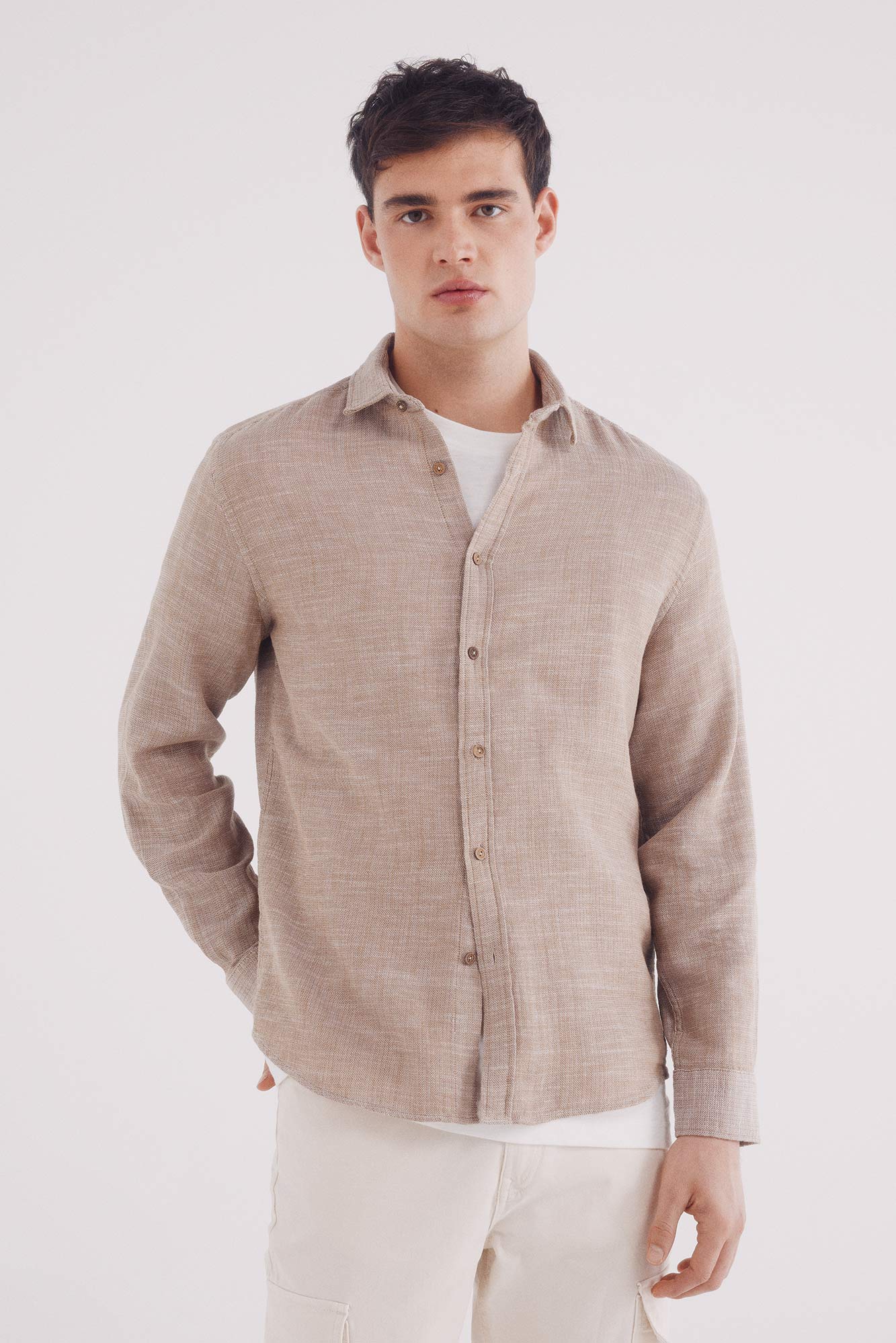 Camisa Lino Hombre Springfield Camisa Blanca Hombre