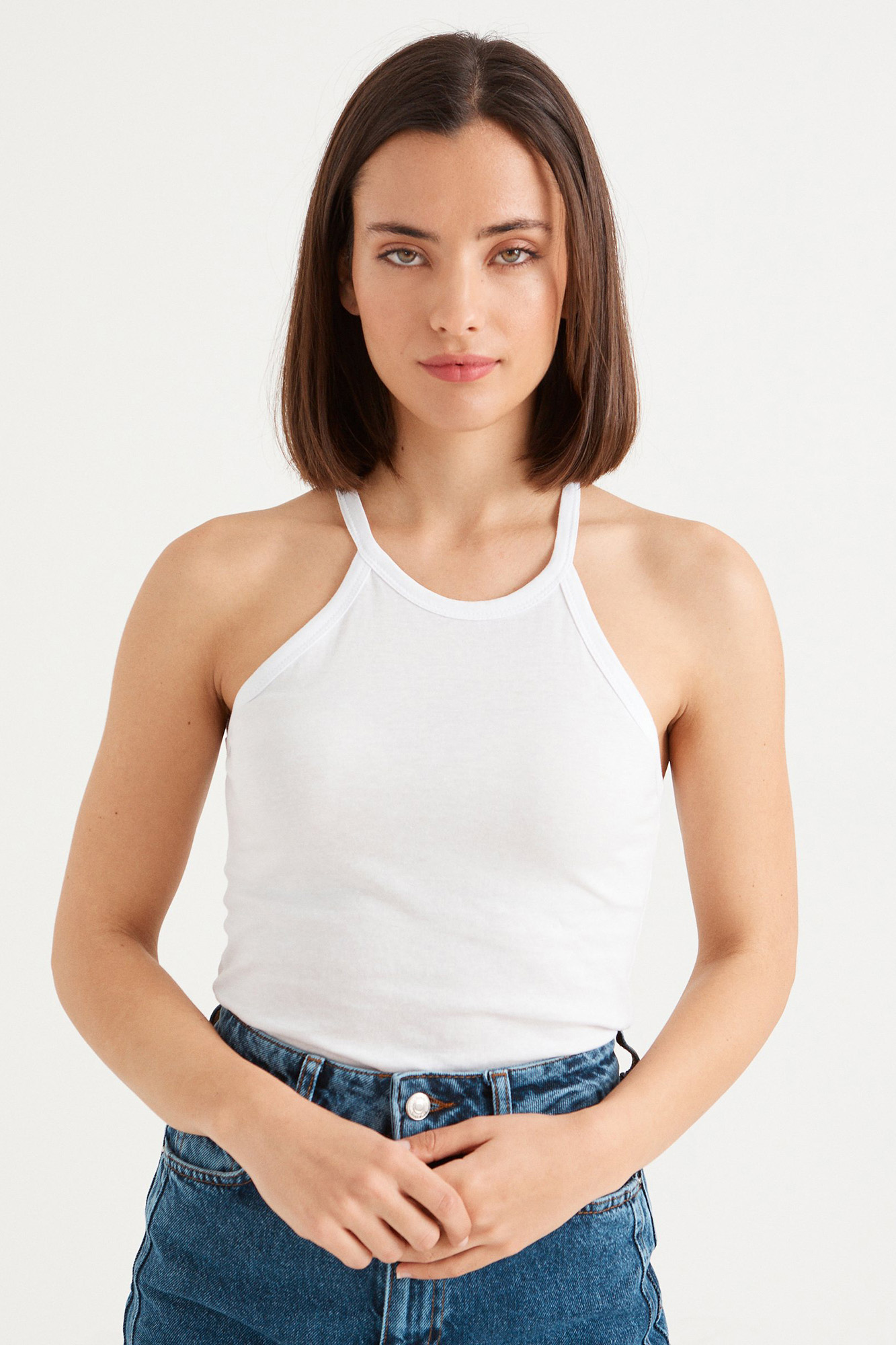 Basic-T-Shirt Neckholder-Ausschnitt | T-Shirts für Damen | SPF 