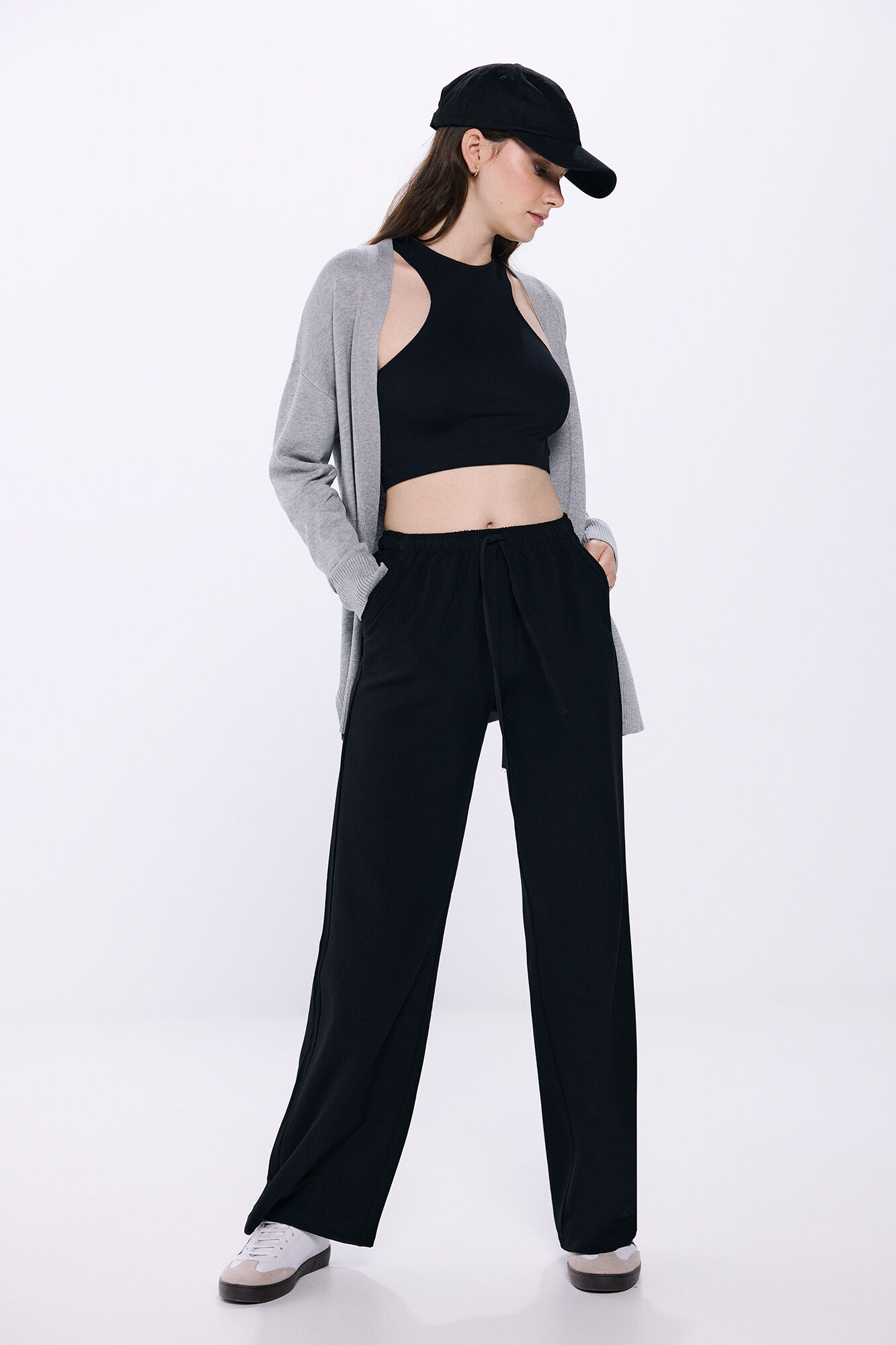 Pantalones Casuales De Pana Con Múltiples Bolsillos Y Cremallera Con Botones De Talle Alto| HALARA
