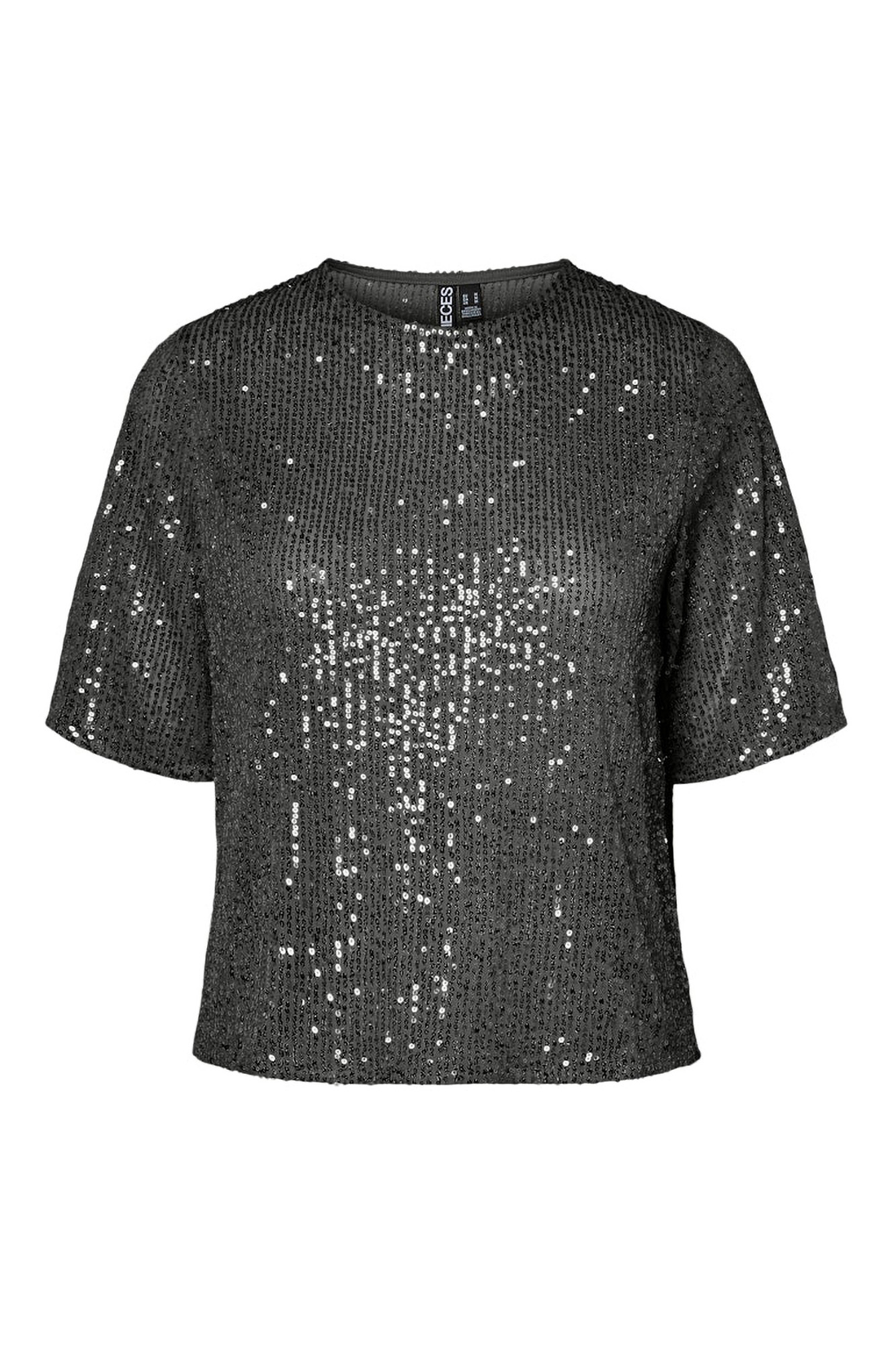 Springfield Damen T-Shirt Mit Pailletten-Rüschenärmeln – Kurzarm Shirt Aus 100% Baumwolle, Lässig & Feminin