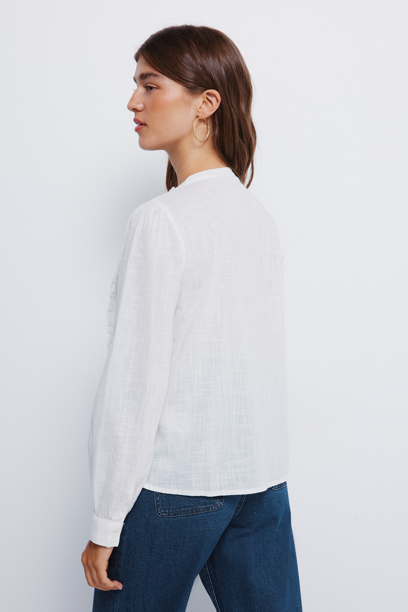 Chemisier Femme Manches Longues Volants - Coton Lin, épaules Dénudées, Pour Vacances, Plage, Soirée