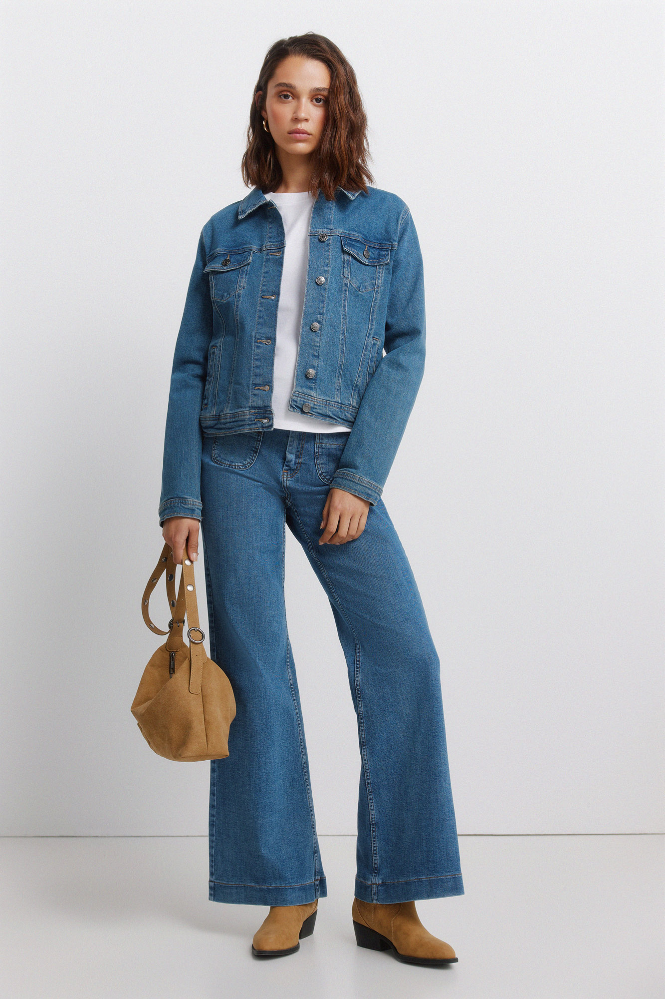 Veste Jean Springfield Femme – Coupe Décontractée – Manches Longues – Teinte Ecru (Beige) – Taille Unique