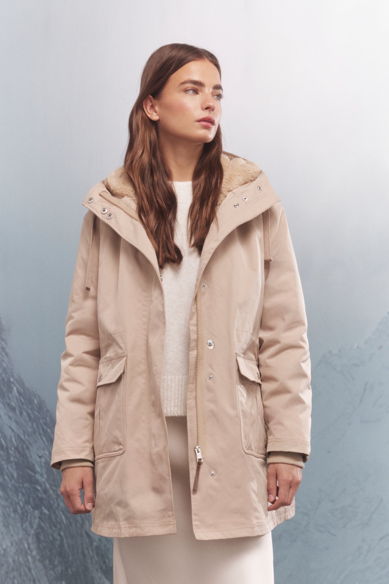 Parka capucha en repelente al agua Abrigos de mujer SPF