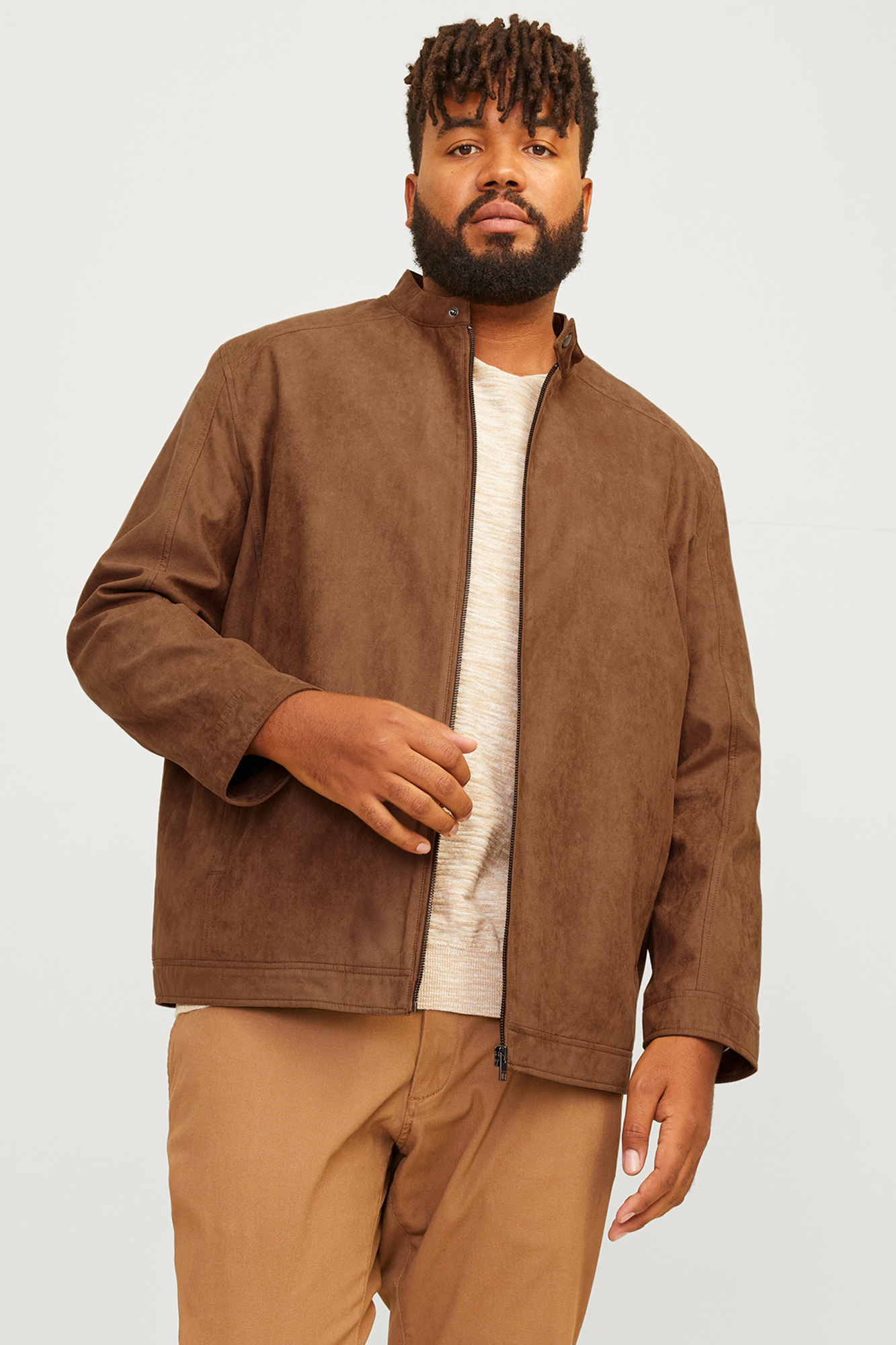 Faux suede biker jacket