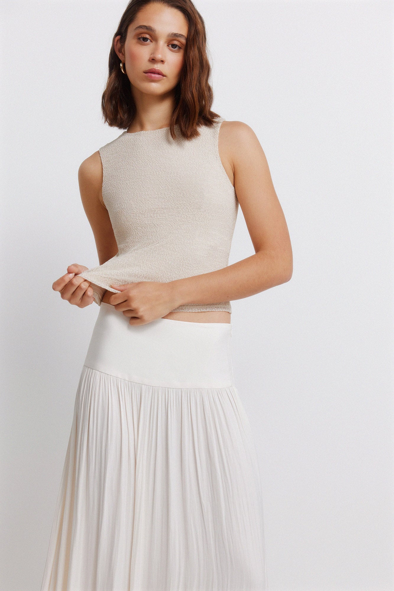 Pleated midi skirt