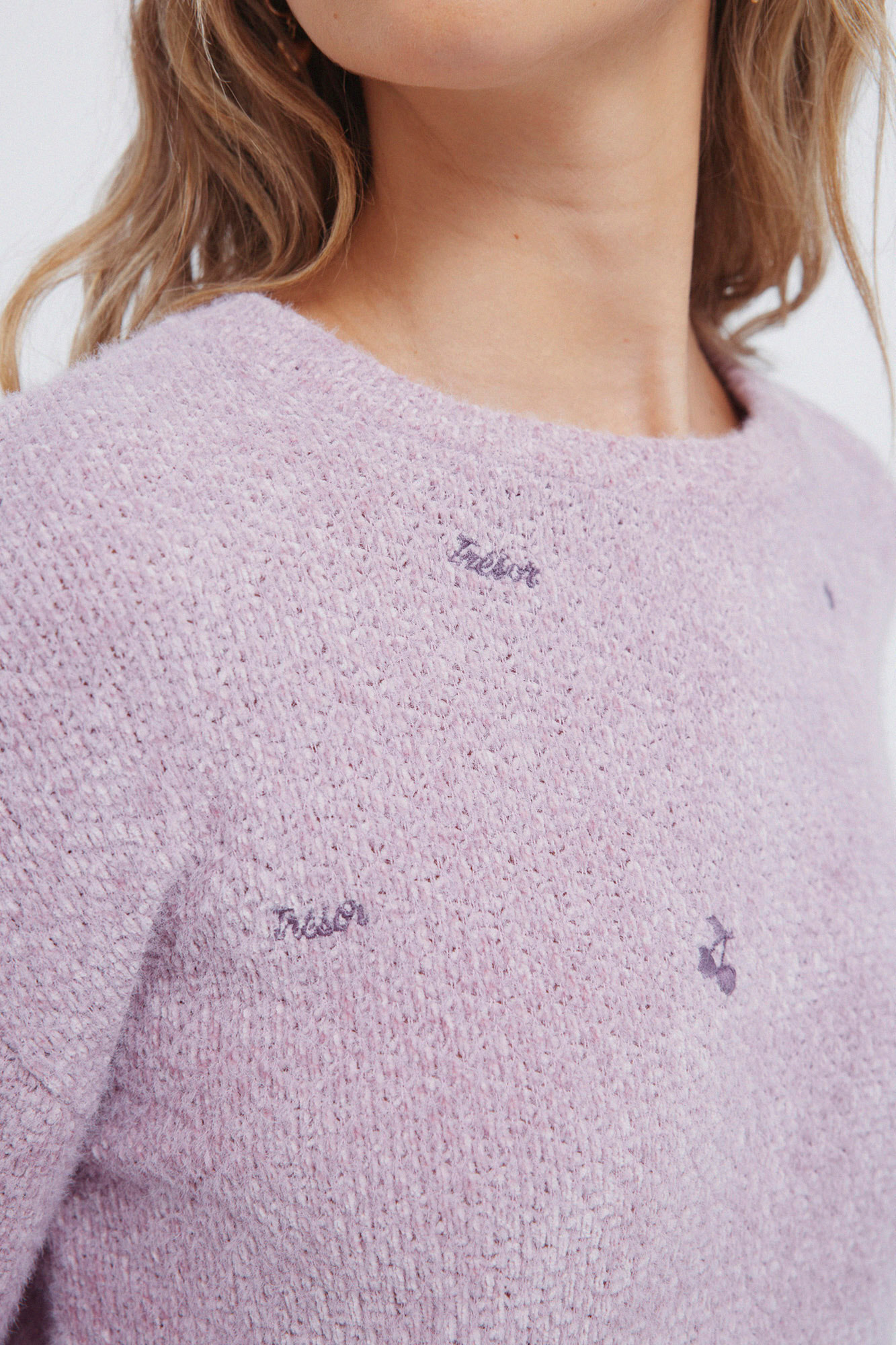 Springfield Damen Lovers Chenille Pullover – Langarm, Mit Stickerei, Weicher Stoff